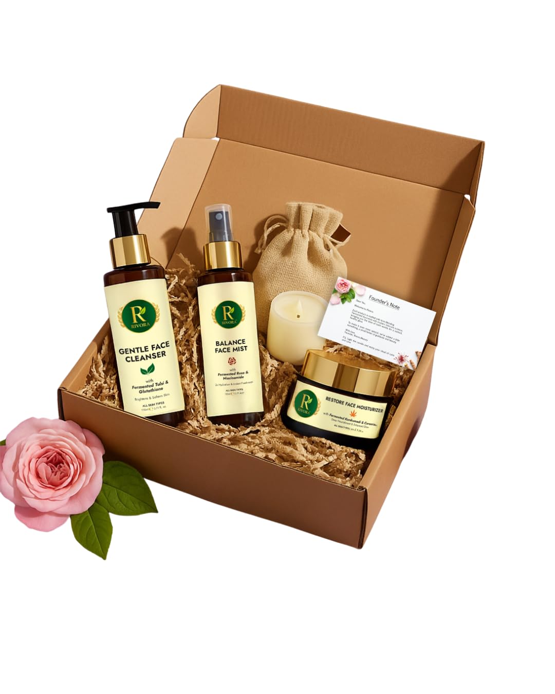 Rivora Ritual Box Cleanse Tone Moisturize Skincare Kit with fermented Ayurveda products