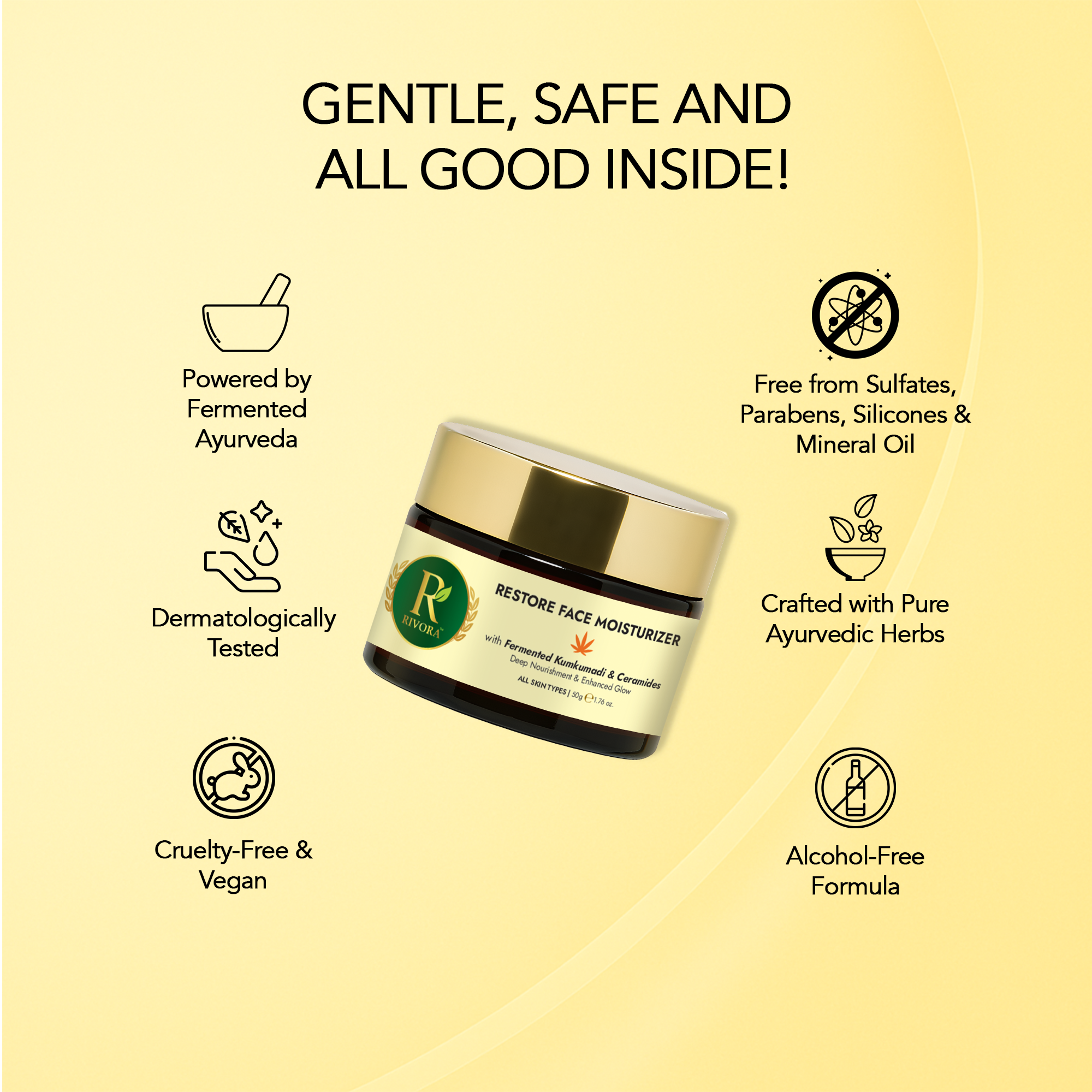 Rivora Restore Face Moisturizer with fermented Ayurveda for hydrated healthy skin