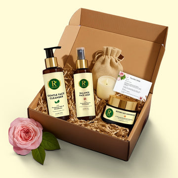 Rivora Ritual Box skincare kit including cleanser toner and moisturizer powered by fermented Ayurveda